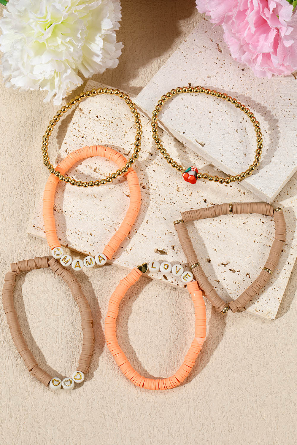 Gold Mama Love Heart Beaded Multi Layer Bracelet - loveforevers