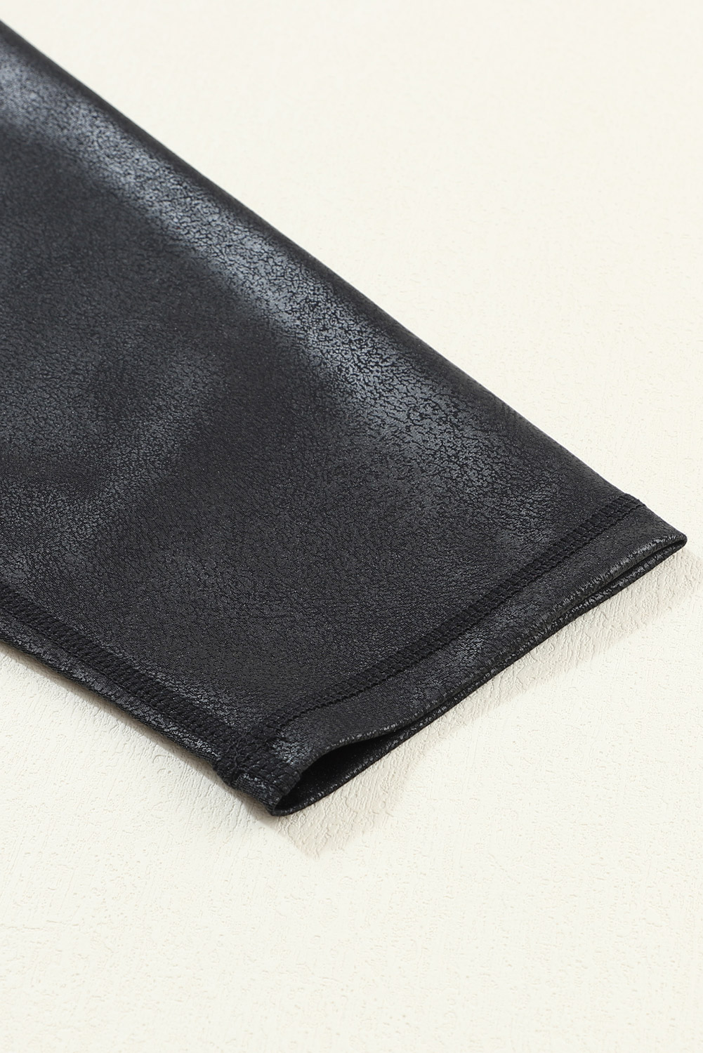 Dearlovers Black Crossed Dip Waist Sleek Leather Leggings - loveforevers