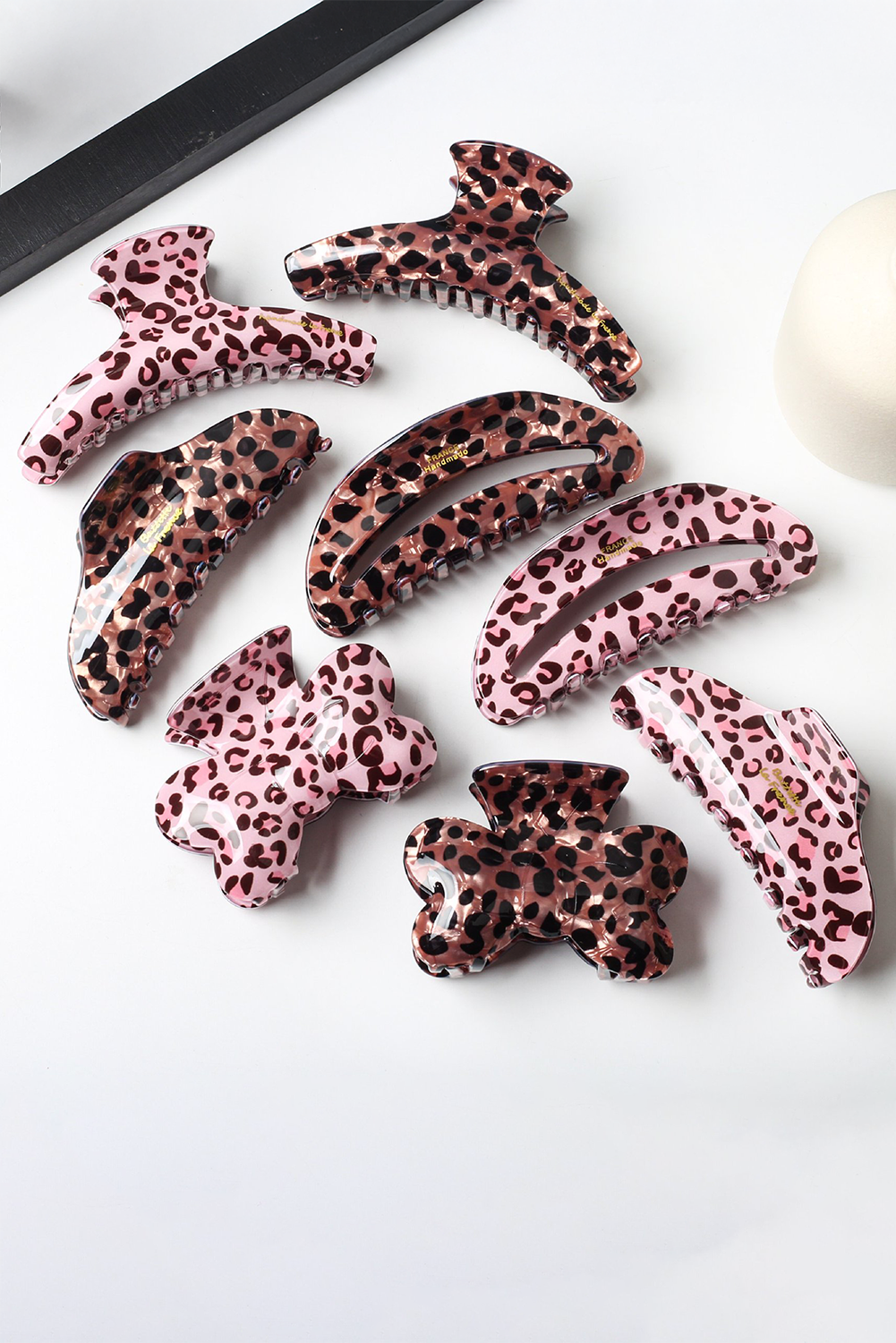 Pink Leopard Print Bow Knot Shape Hair Claw Clip - loveforevers