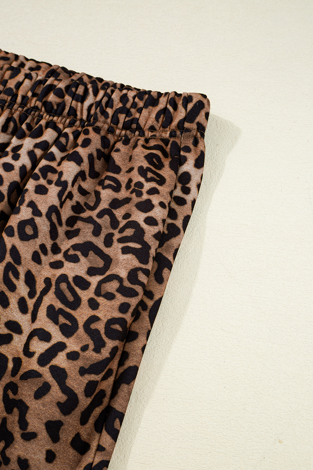 Coffee Leopard Print Contrast Trim Long Sleeve Top and Pants Set - loveforevers