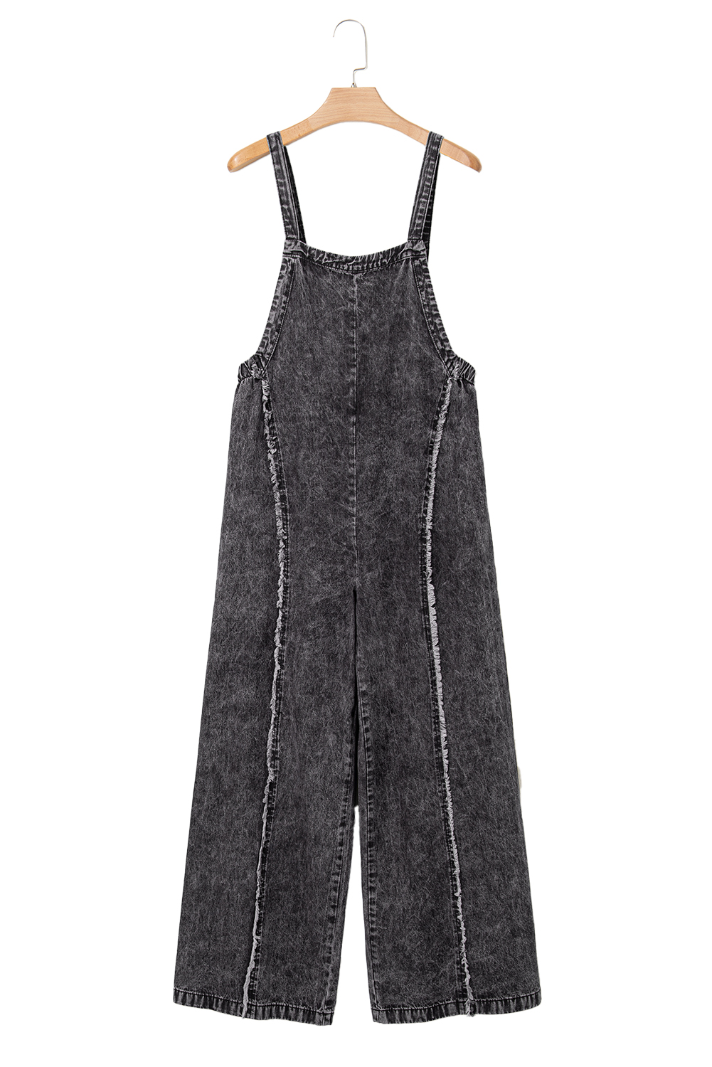 Beau Blue Light Wash Frayed Exposed Seam Wide Leg Denim Overall - loveforevers
