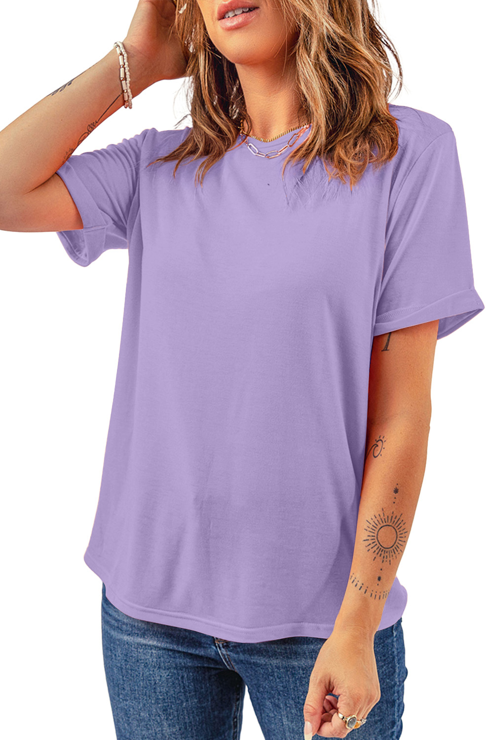 Khaki Casual Plain Crew Neck Tee - loveforevers