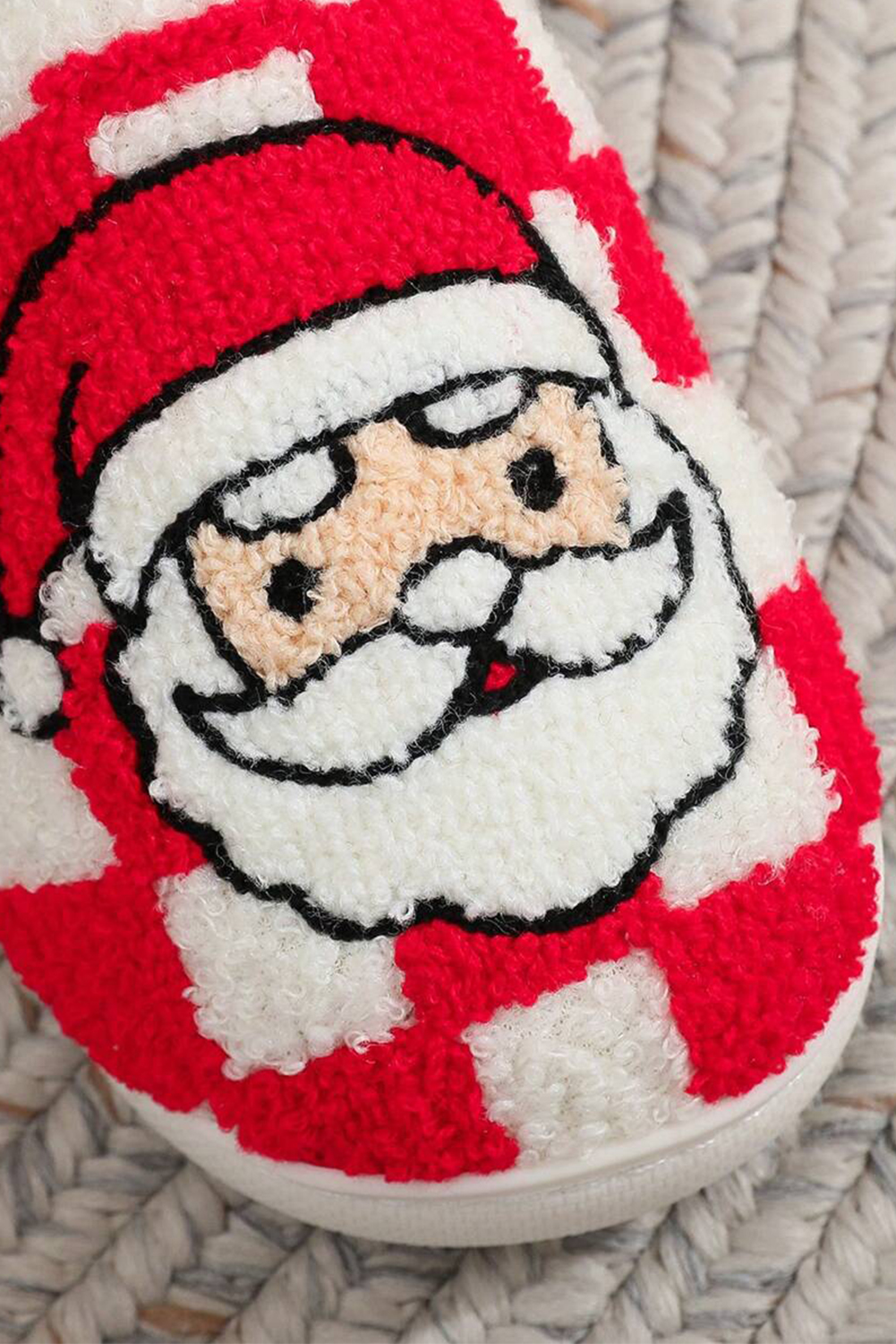Fiery Red Checkered Santa Claus Graphic Plush Home Slippers - loveforevers