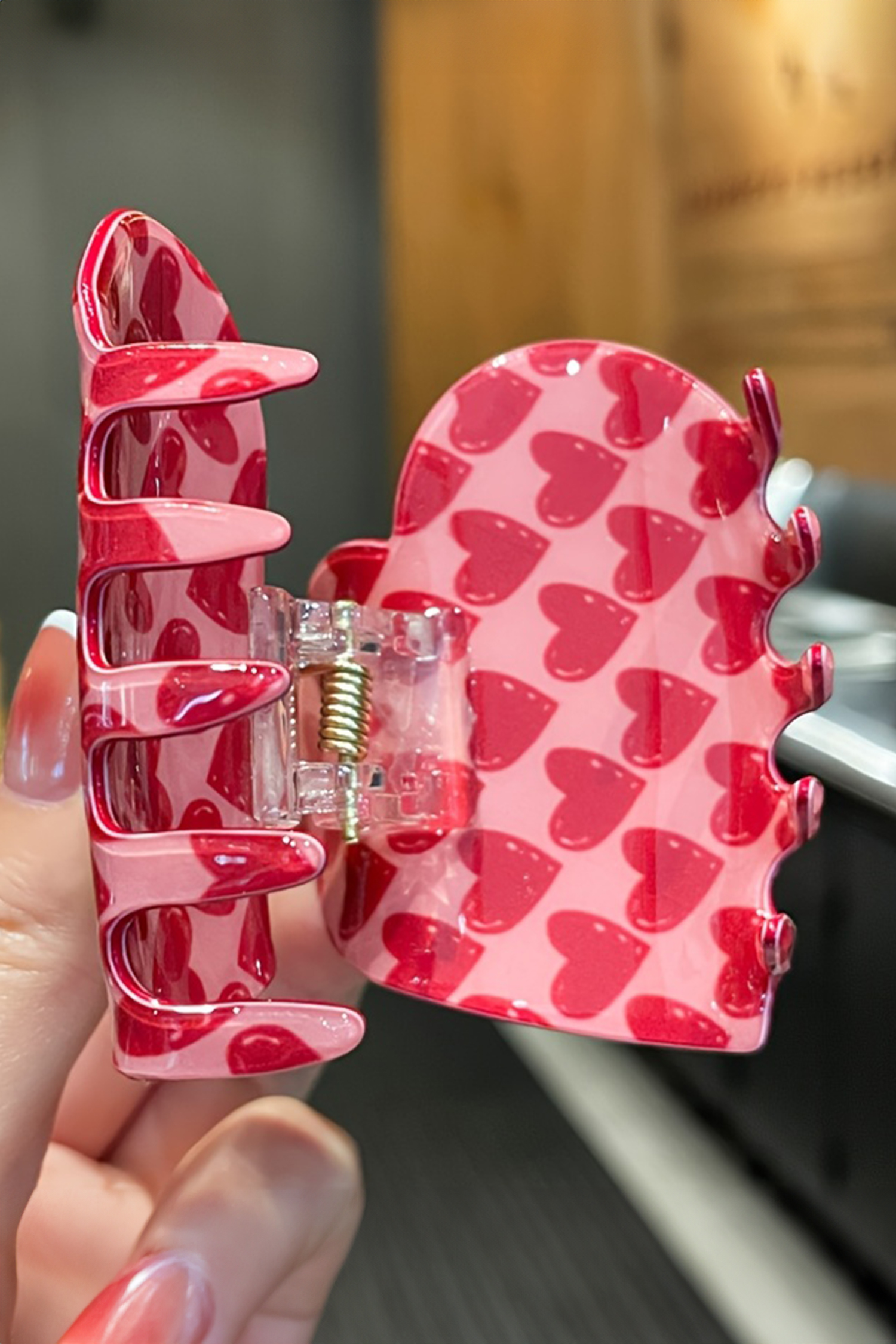 Rose Red Sweet Valentines Heart Shape PVC Hair Claw Clip - loveforevers