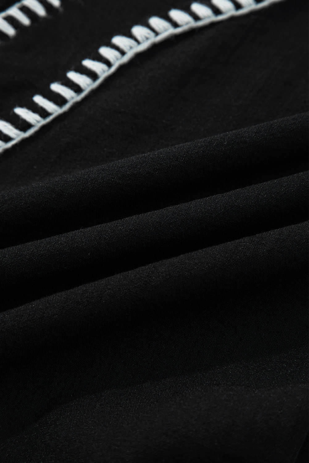 Black Contrast Stitched V Neck 3/4 Sleeve Tiered Mini Dress - loveforevers