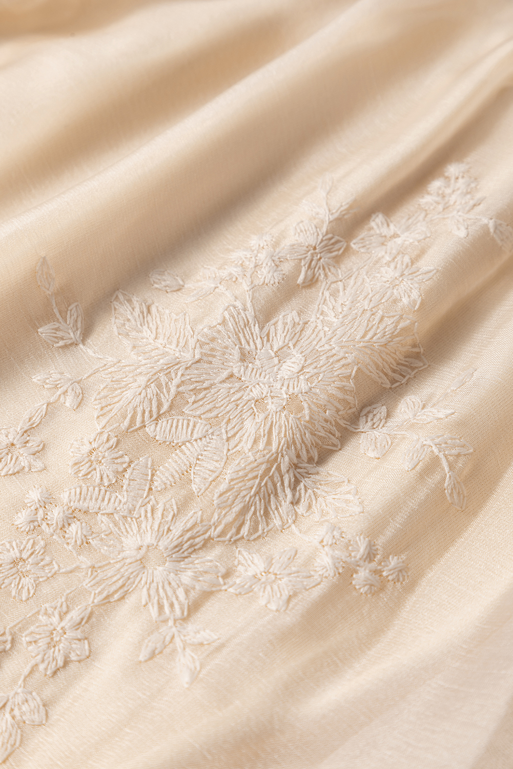 Oatmeal Embroidered Mesh Overlay Flowy Long Skirt - loveforevers