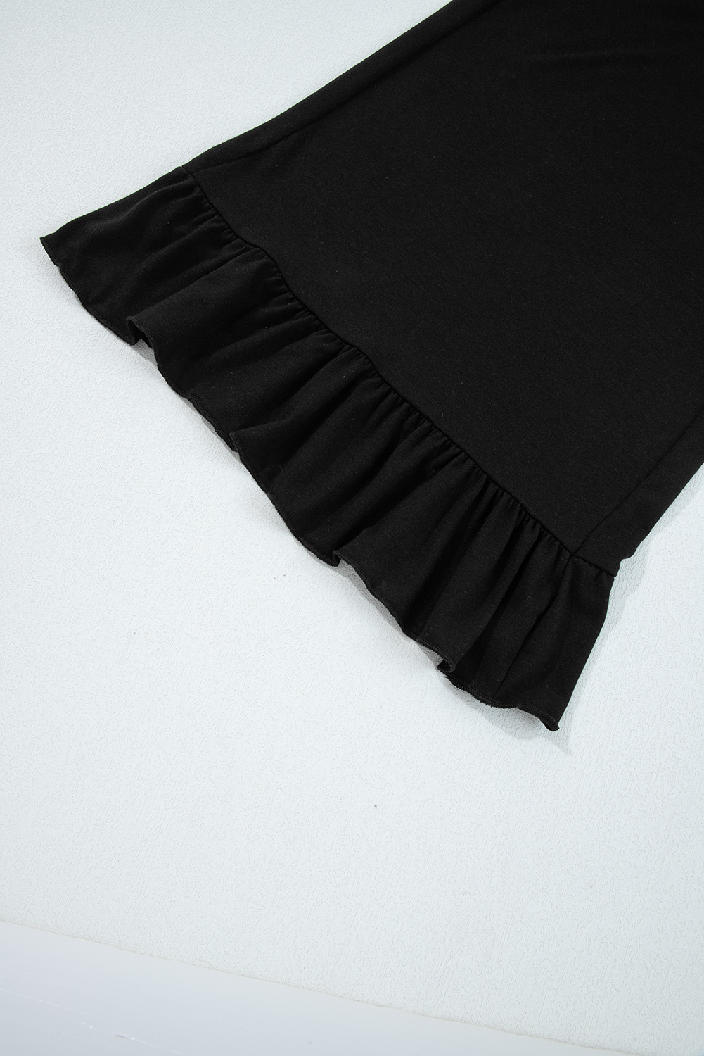 Black Ruffled Wide Leg Pull On High Waist Pants with Pockets - loveforevers