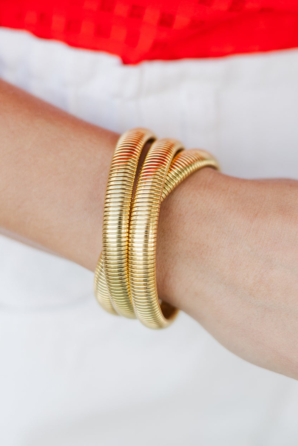 Gold 3 Layers Plated Chunky Alloy Bangle - loveforevers