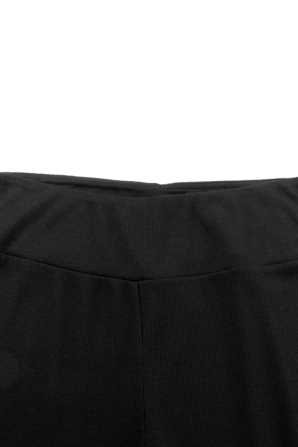 Black Rib Knit High Waist Slit Leggings - loveforevers