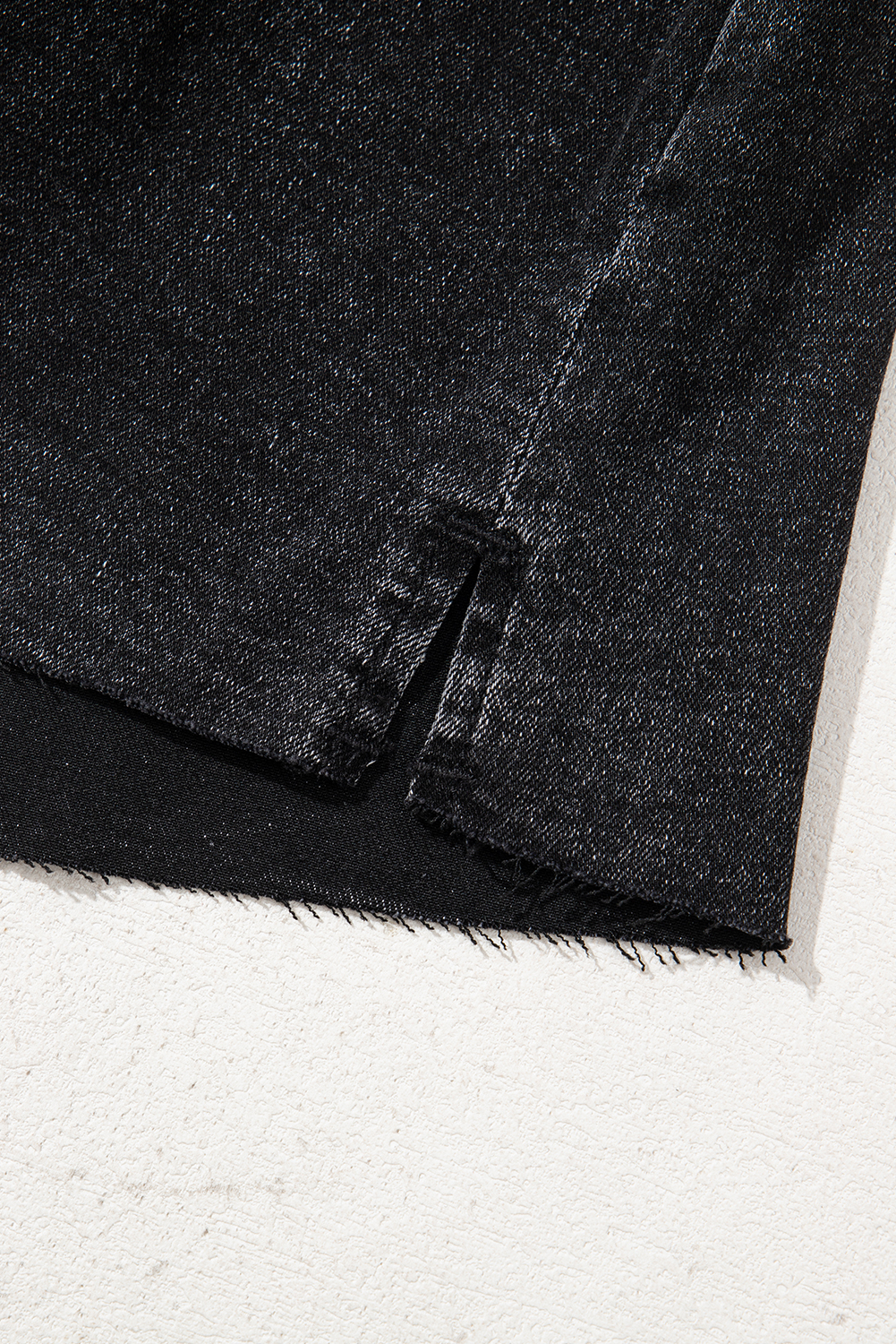 Carbon Grey Mineral Wash Ripped Raw Hem Denim Mini Skirt - loveforevers