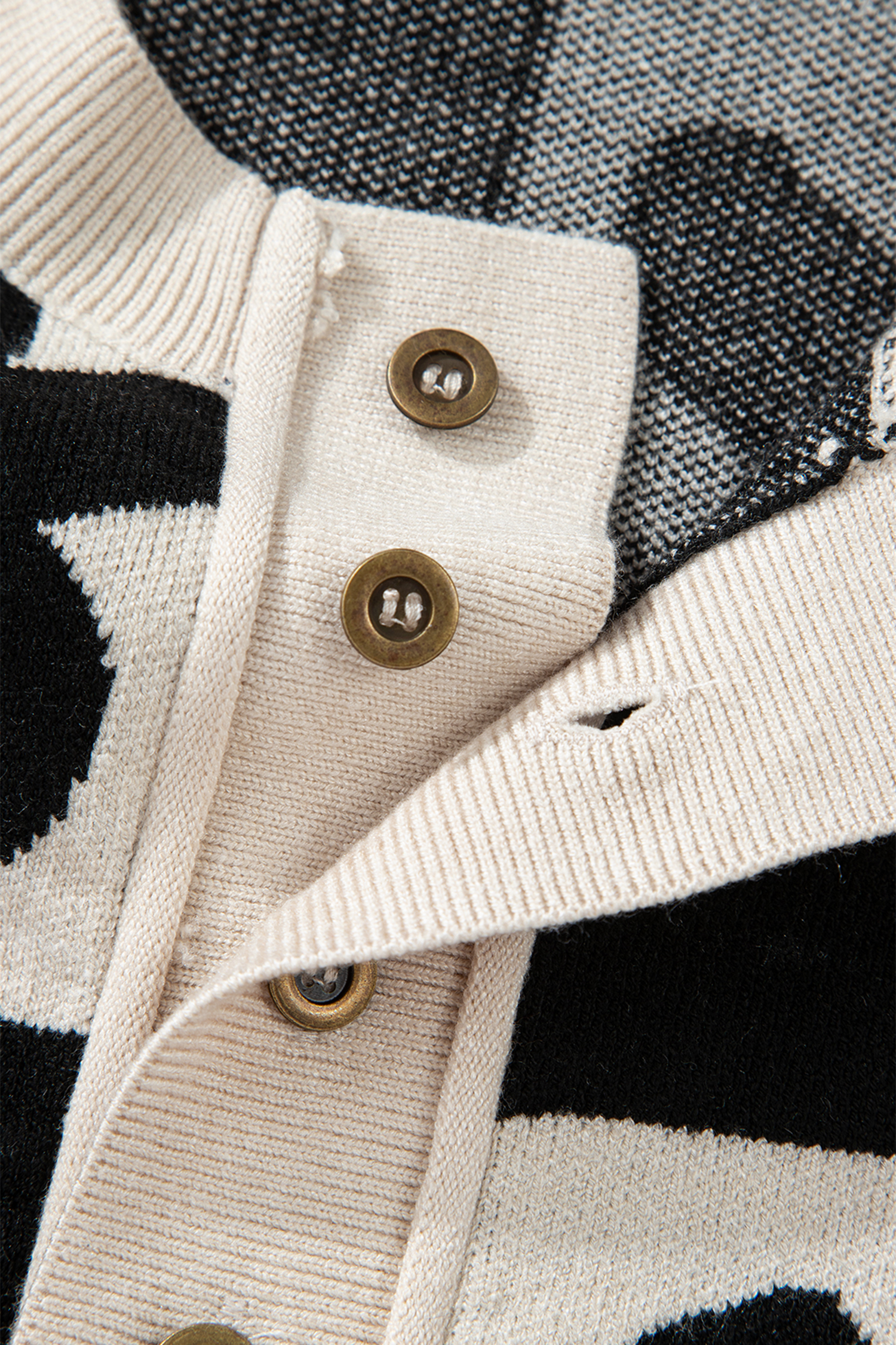 Black Flower Plaid Henley Baggy Sweater - loveforevers