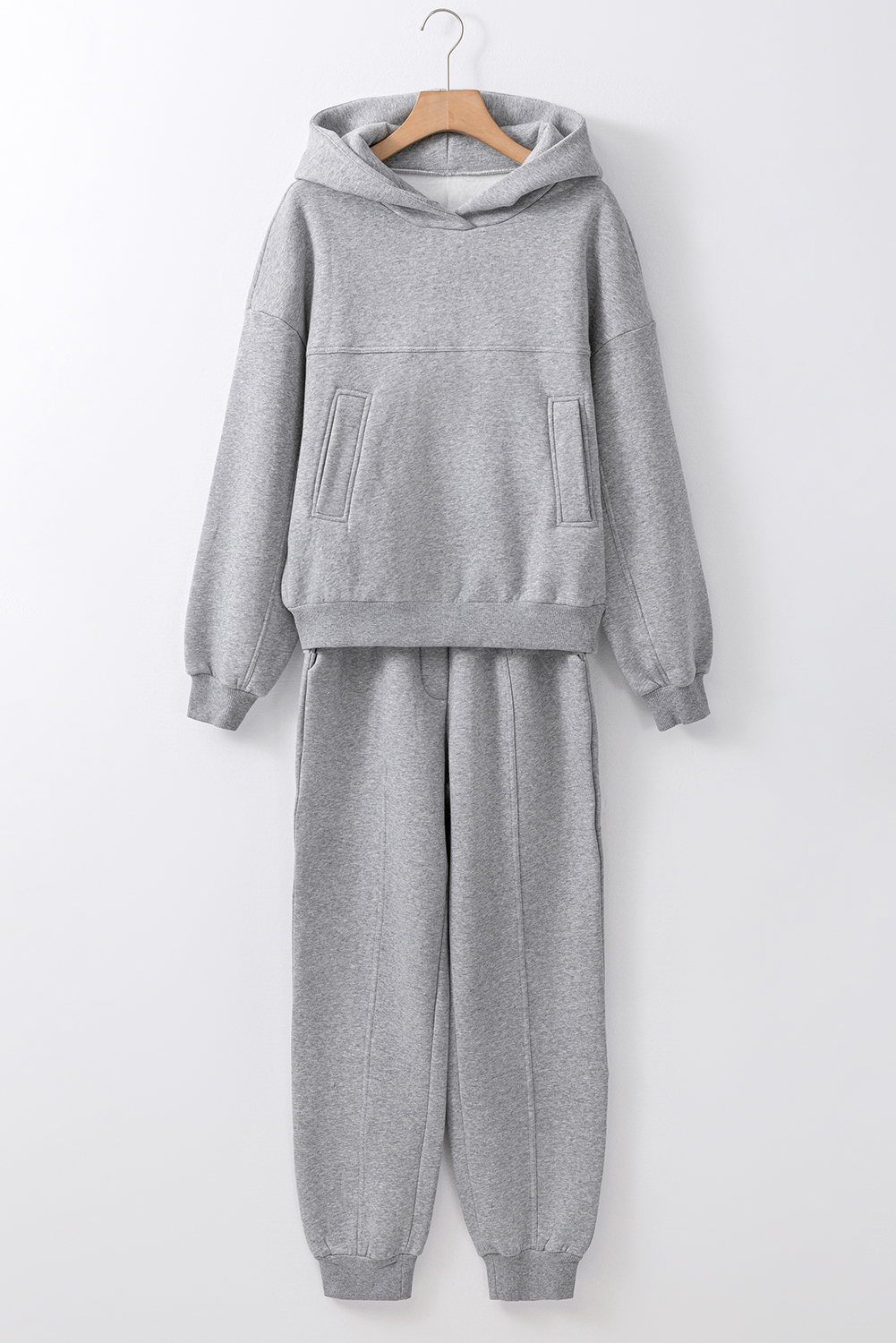 Navy Blue Solid Exposed Seams Hoodie and Joggers Activewear Set - loveforevers