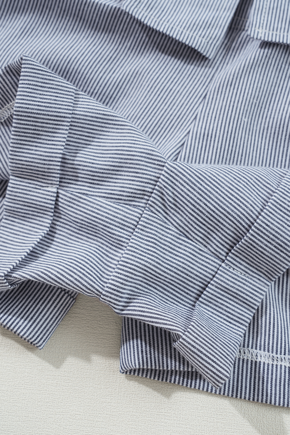Blue Stripe Chest Pockets Buttoned Belted High Waist Romper - loveforevers