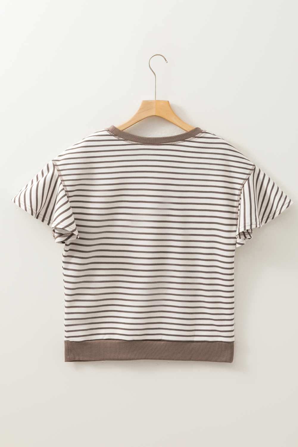 Parchment Sequin Rodeo Patch Pattern Striped Ruffled Sleeve Summer Top - loveforevers