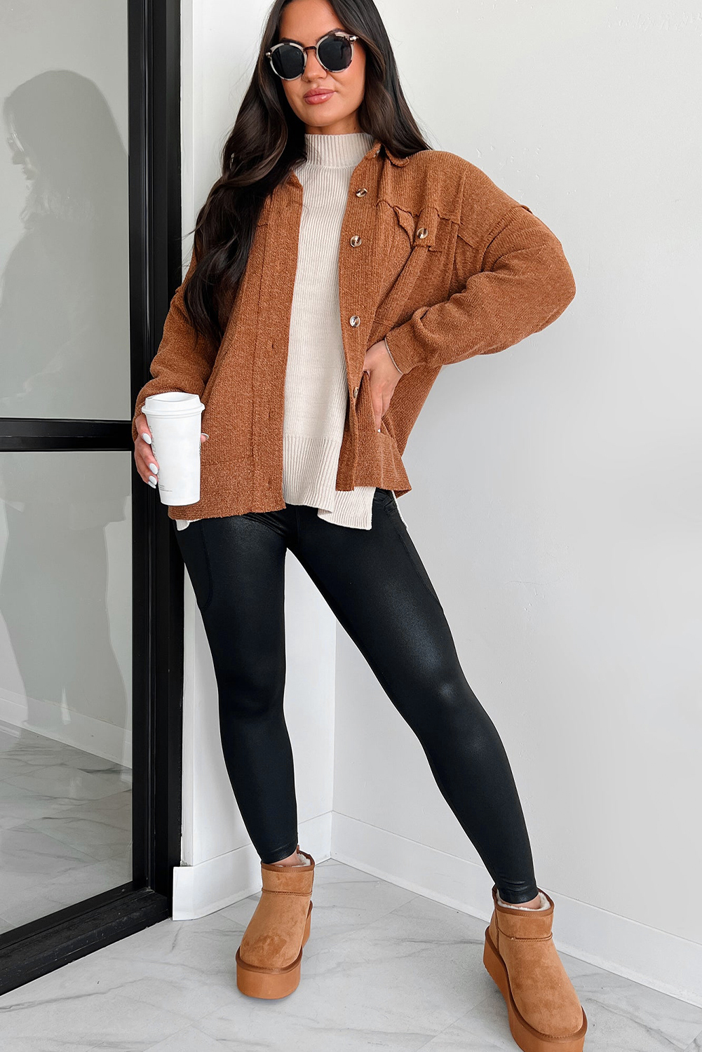 Black V Crossover High Waist Pocketed Leggings - loveforevers