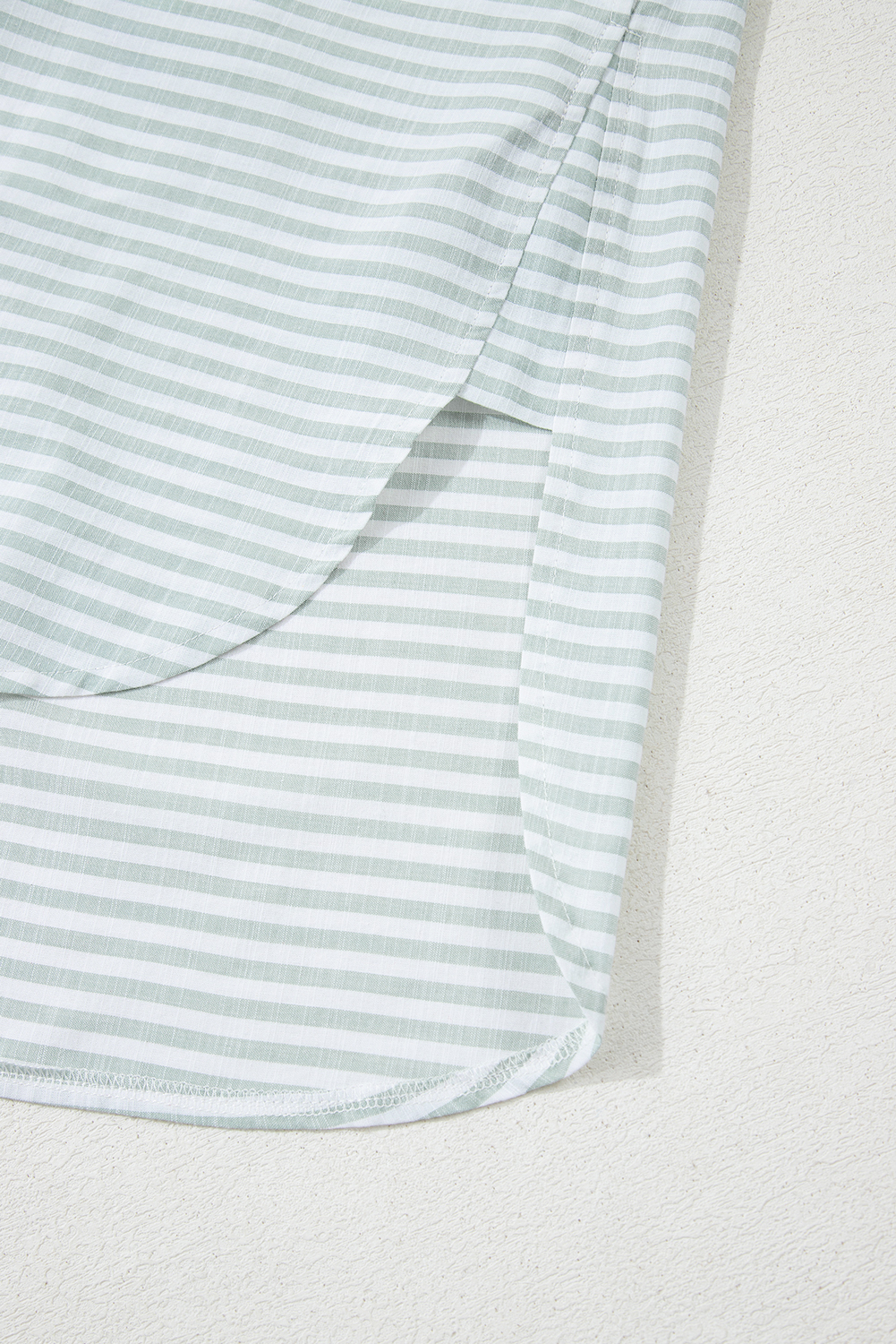 White Stripe Collared V Neck Chest Pocket Long Sleeve Beach Cover up - loveforevers