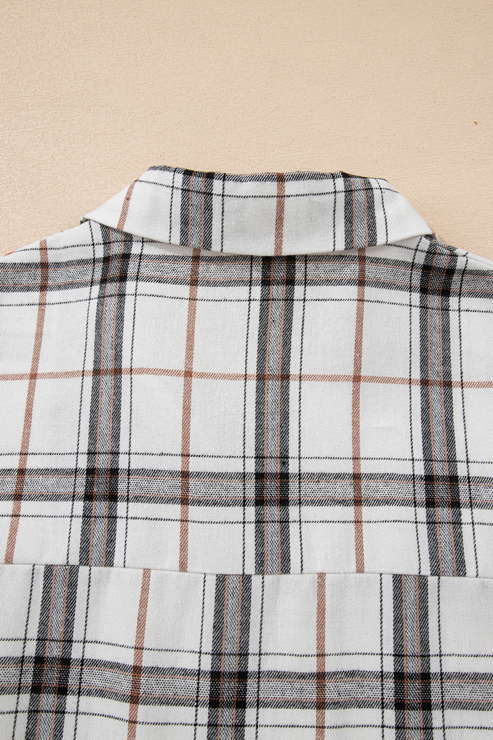Red Plaid Print Collared V Neck Loose Blouse with Side Slits - loveforevers