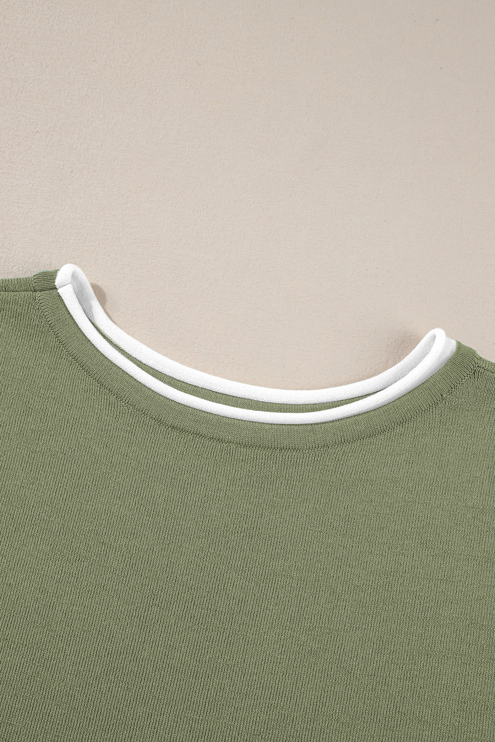 Blackish Green Contrast Trim Half Sleeve Top Drawstring Pants Loose 2pcs Sweater Suit - loveforevers