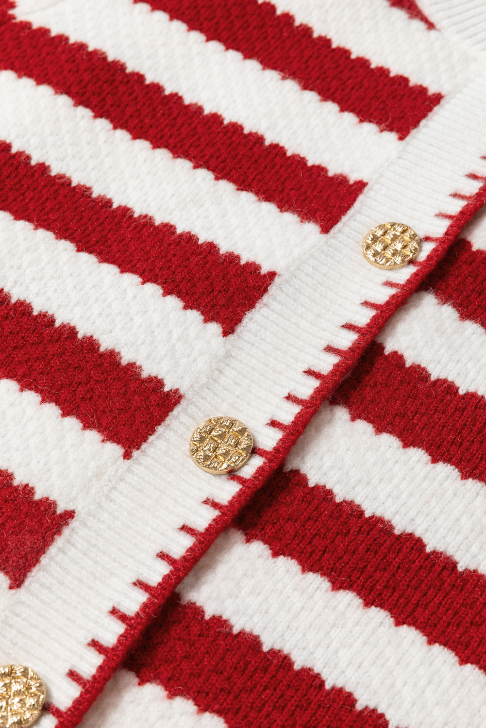 Red Stripe Chic Golden Button Cardigan Sweater - loveforevers