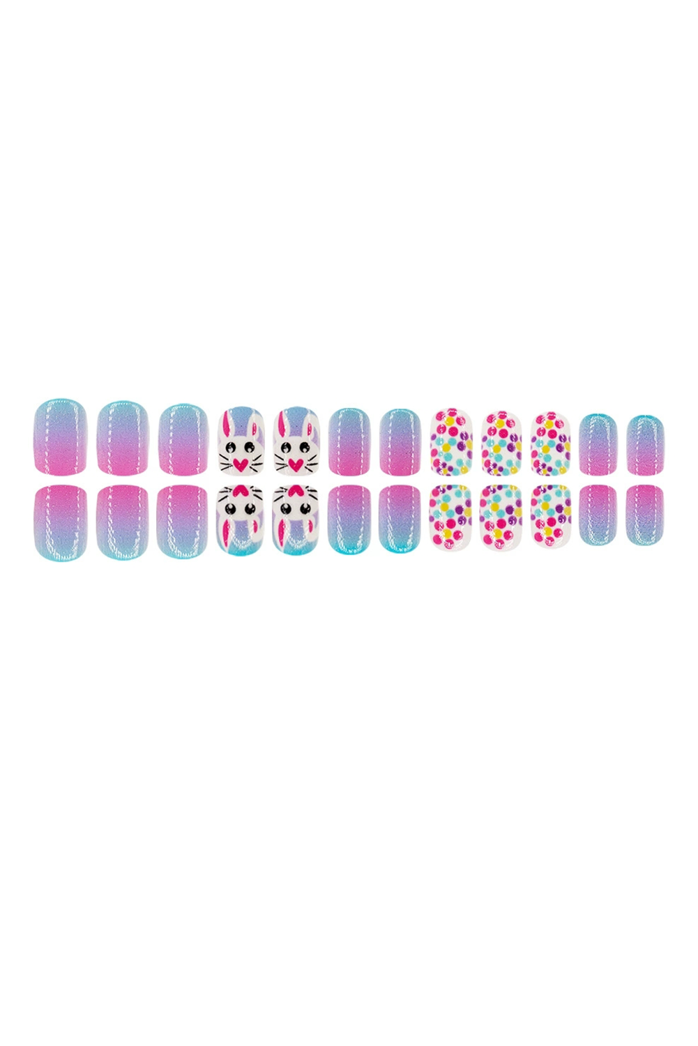 Bonbon Polka Dot Bunny Easter Fashion Square Nail Stickers - loveforevers