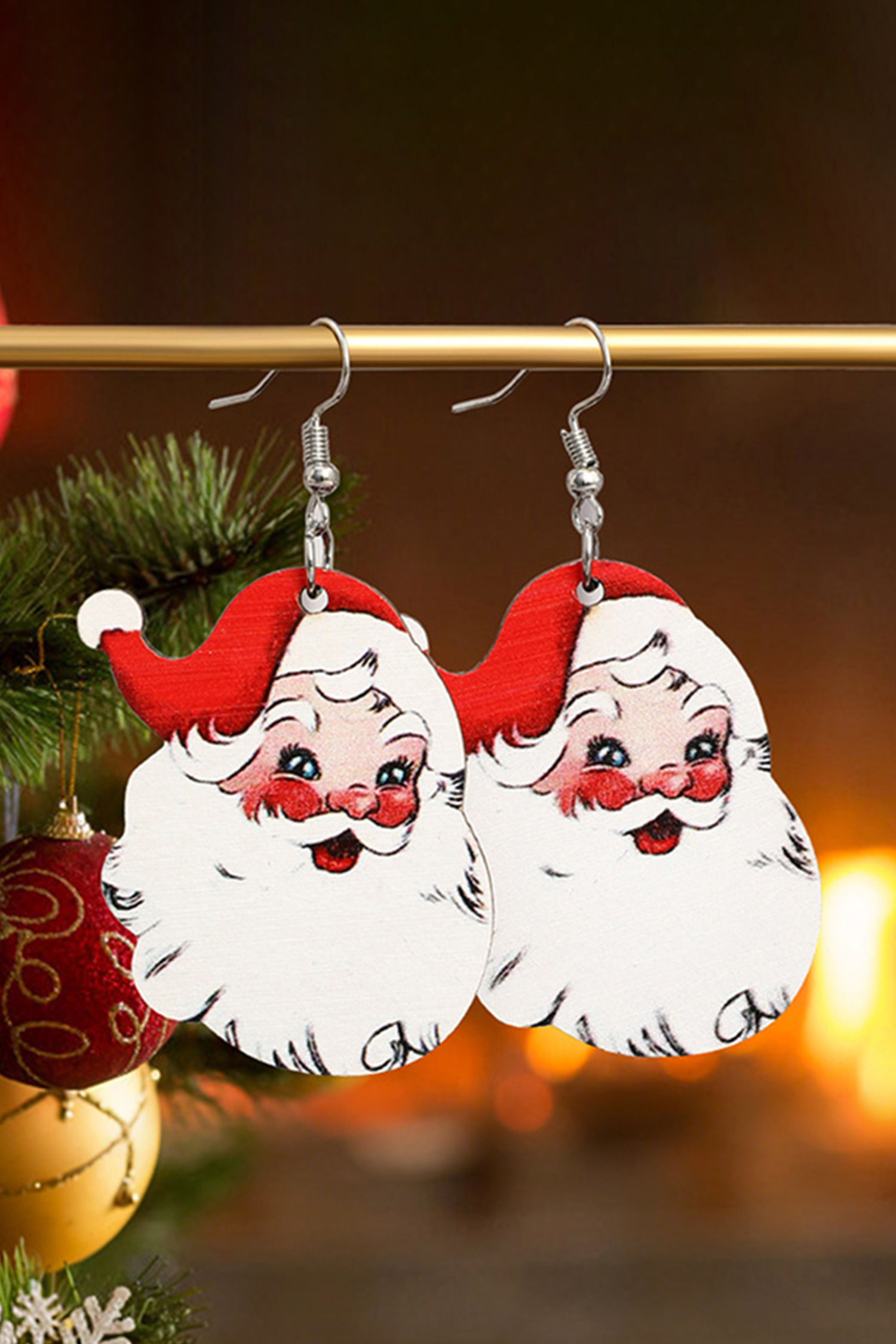 White 3 Pairs Christmas Santa Clause Pendant Hook Earrings - loveforevers