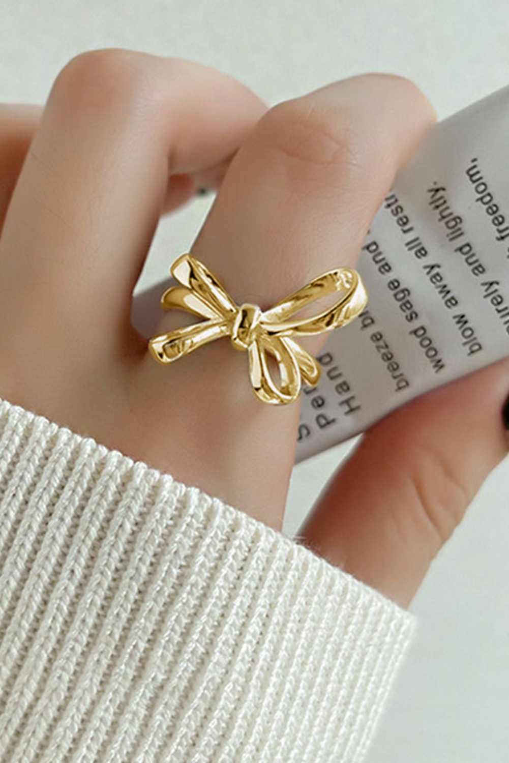 Gold Plated Alloy Half Open Bow Ring - loveforevers