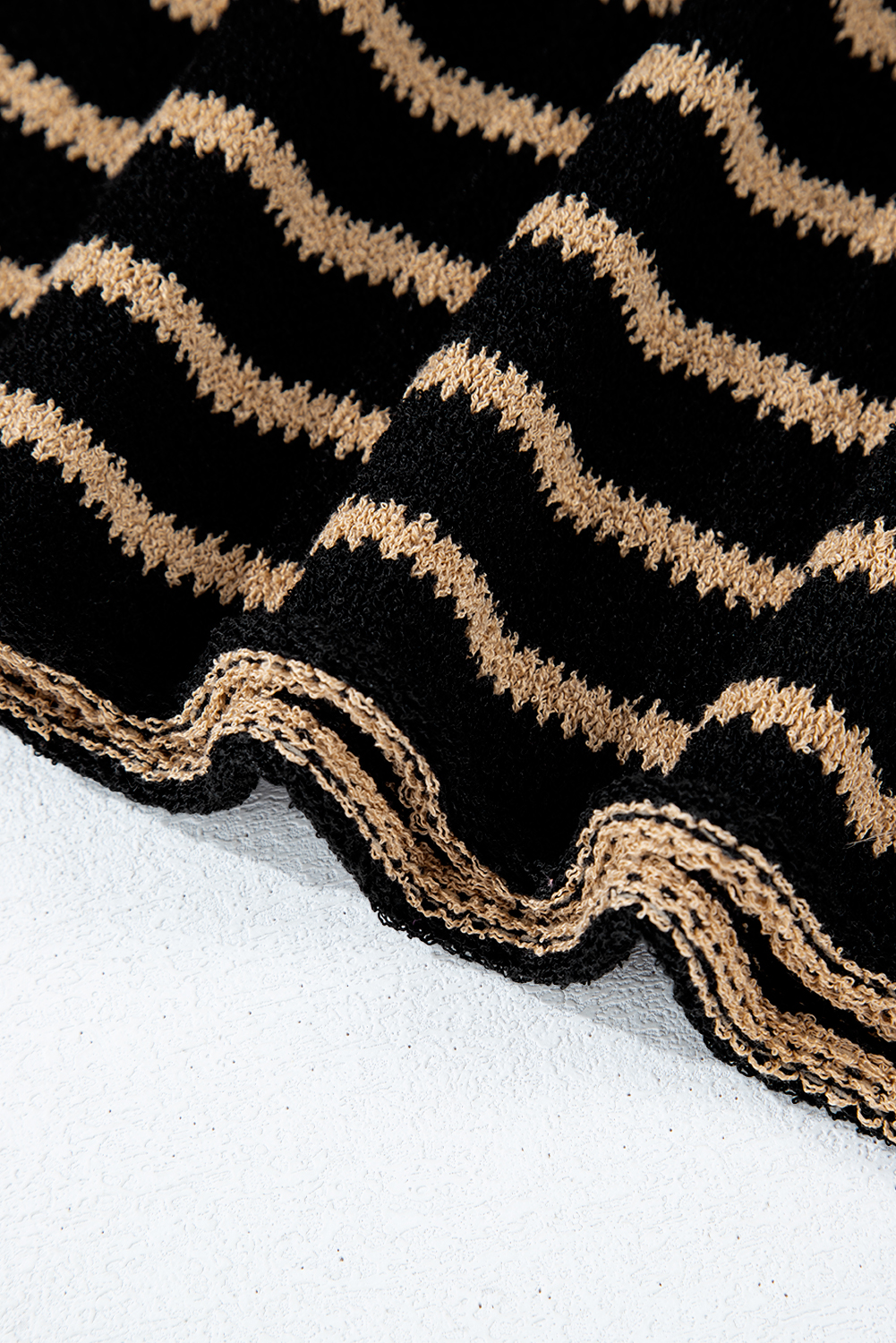 Black Stripe Drop Shoulder Round Neck Loose Sweater - loveforevers