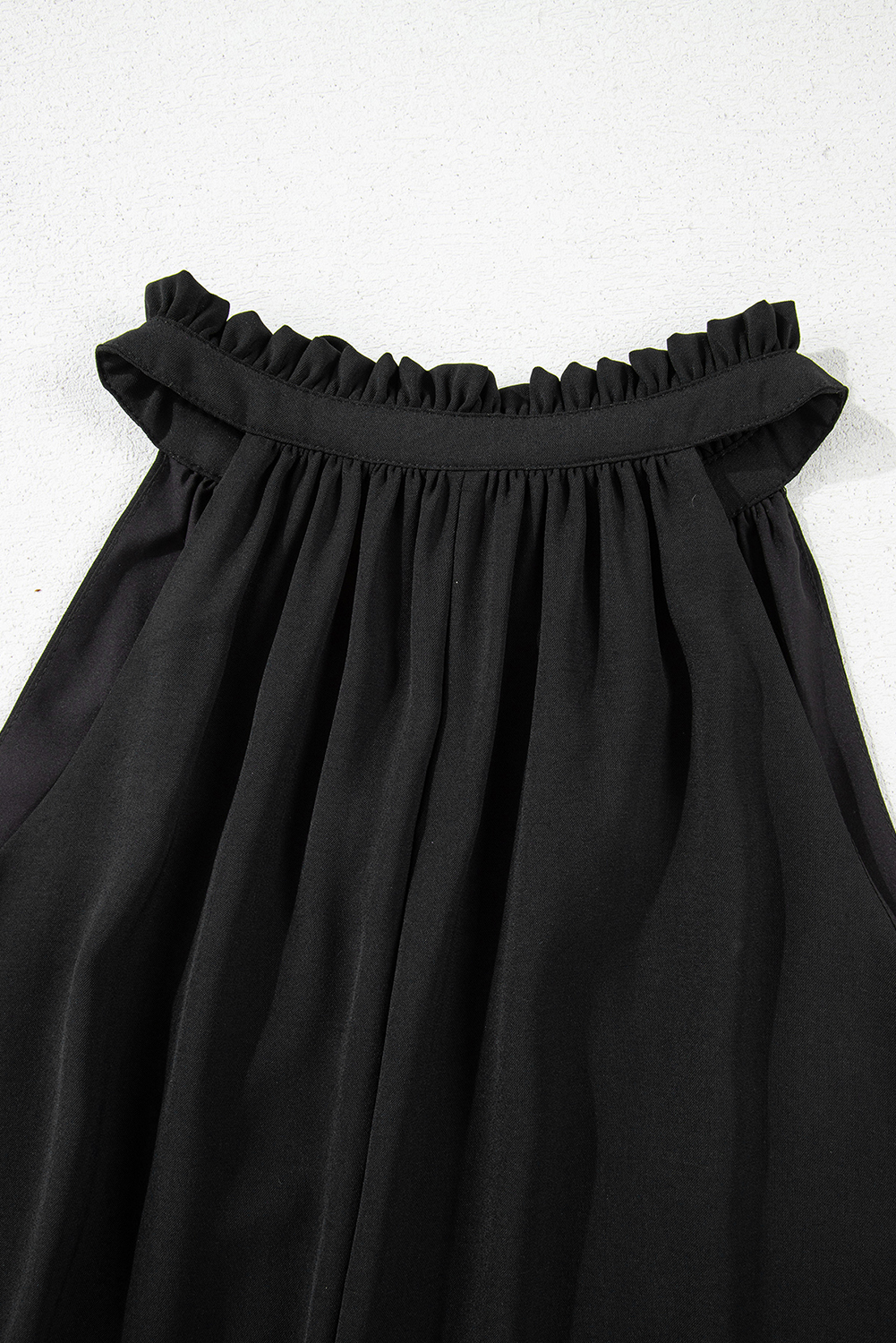 Black Pinched V Neck Tie Loose Tank Top - loveforevers