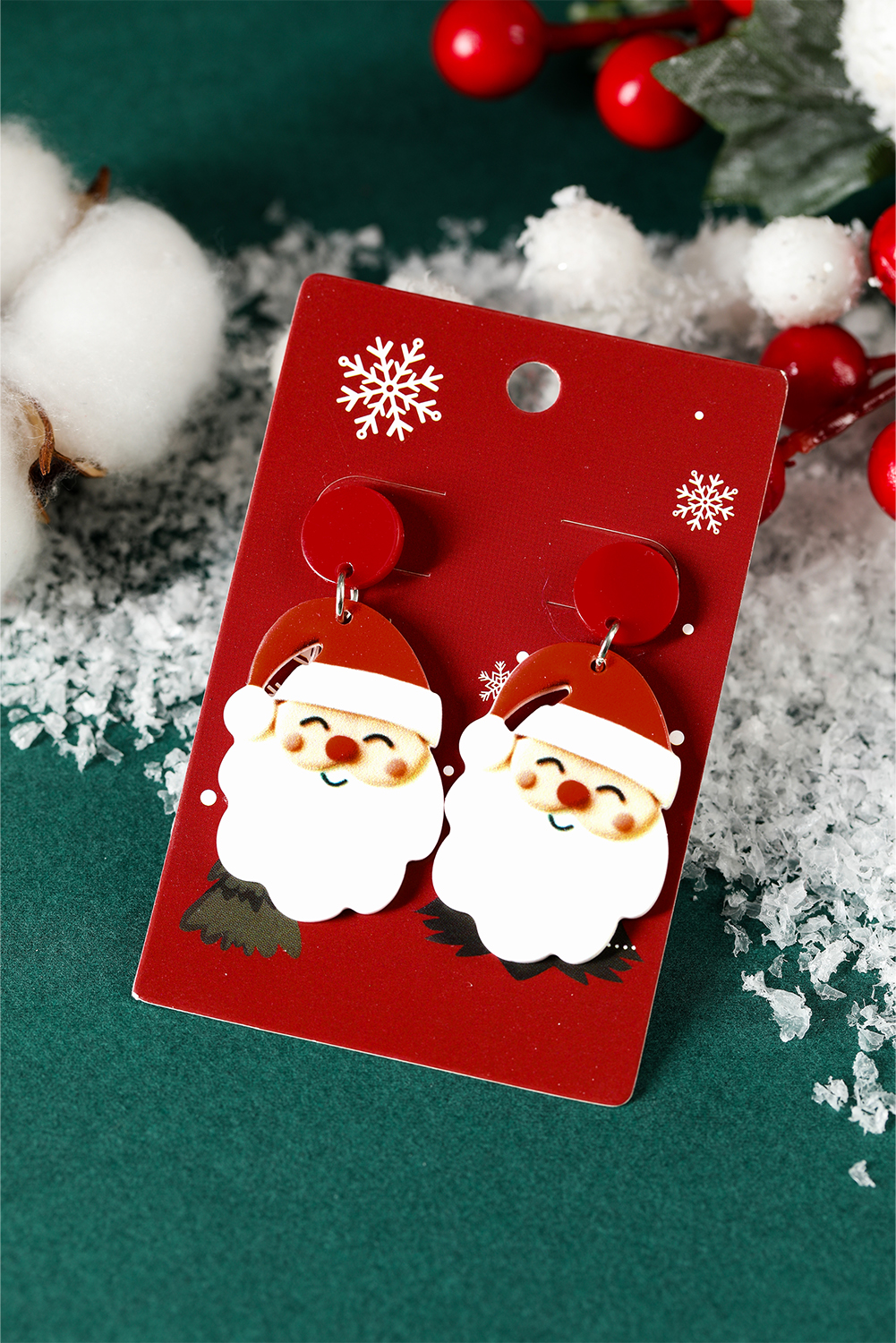 Fiery Red Father Christmas Dangle Earrings - loveforevers