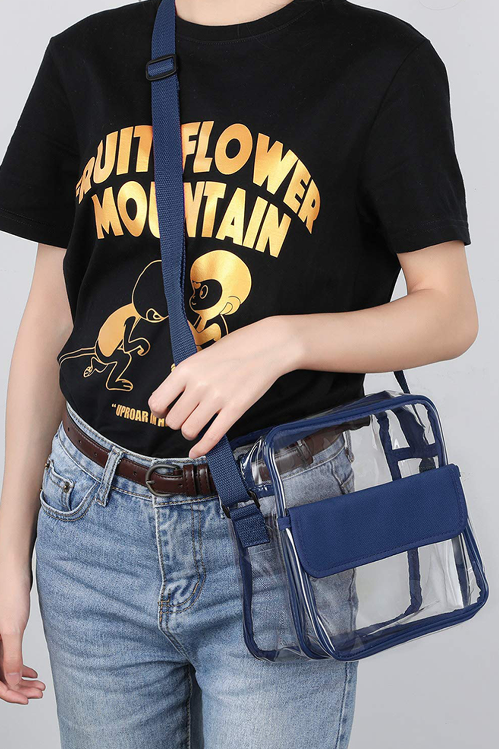 Dark Blue PVC Patchwork Adjustable Strap Square Crossbody Bag - loveforevers
