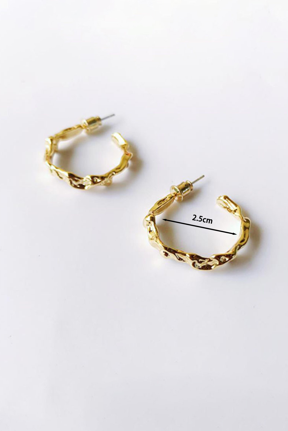 Gold Wrinkled Plated Alloy Hoop Earrings - loveforevers
