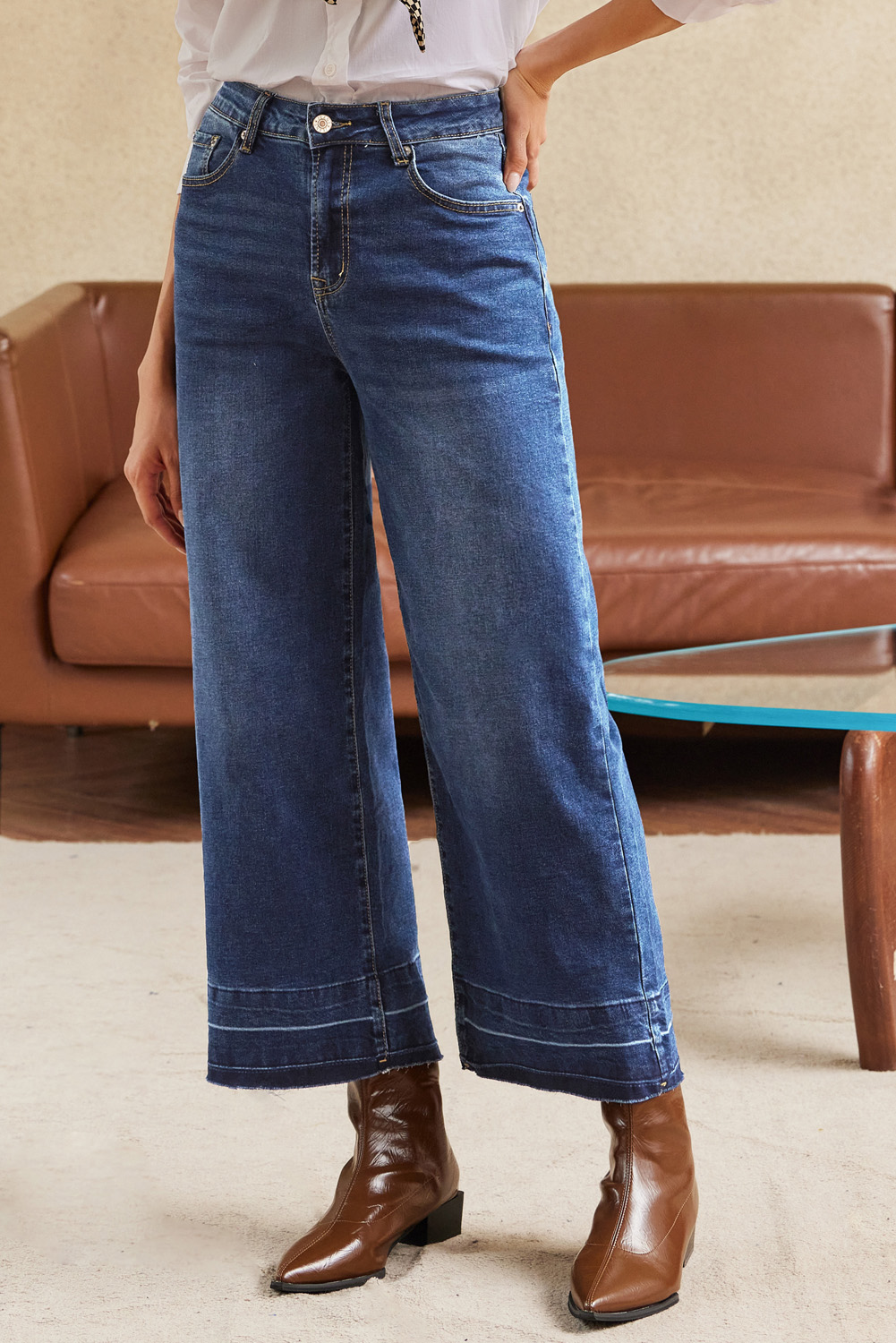 Gray Raw Hem Straight Leg Loose High Waist Jeans - loveforevers