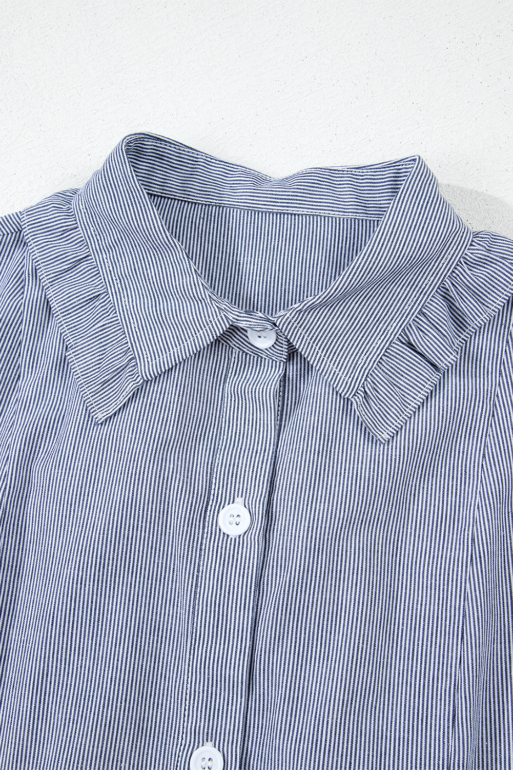 Green Stripe Frilled Sleeveless Collar Front Pocket Button Up Mini Dress - loveforevers