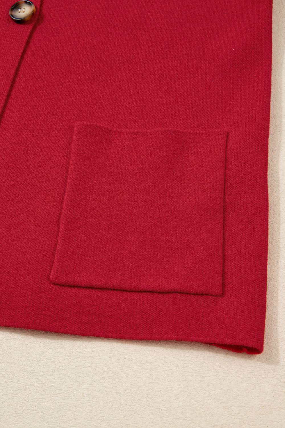 Fiery Red Collared Button Front Wrapped Cardigan Jacket - loveforevers