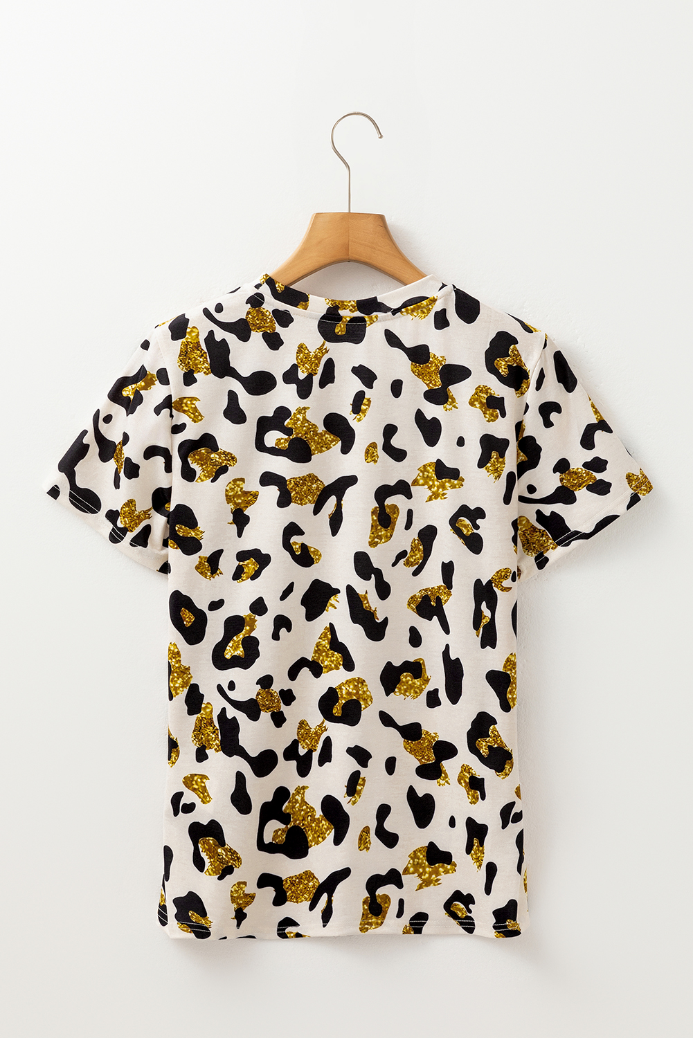 Apricot Leopard Print Round Neck Casual T Shirt - loveforevers