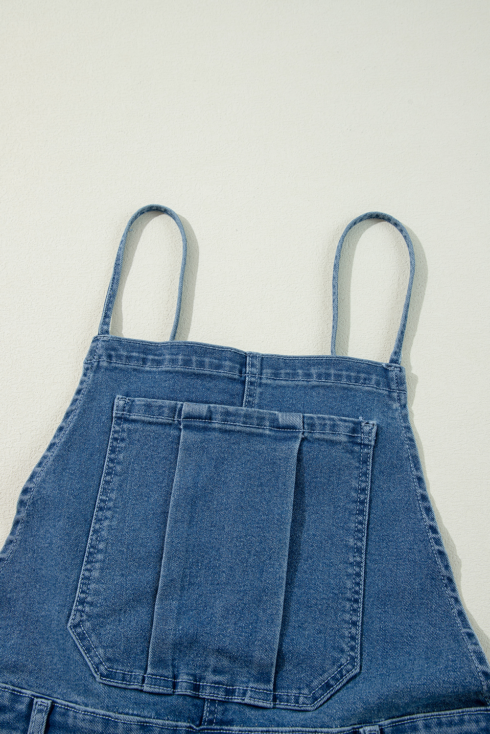 Dusk Blue Adjustable Tie Straps Cropped Wide Leg Denim Overalls - loveforevers