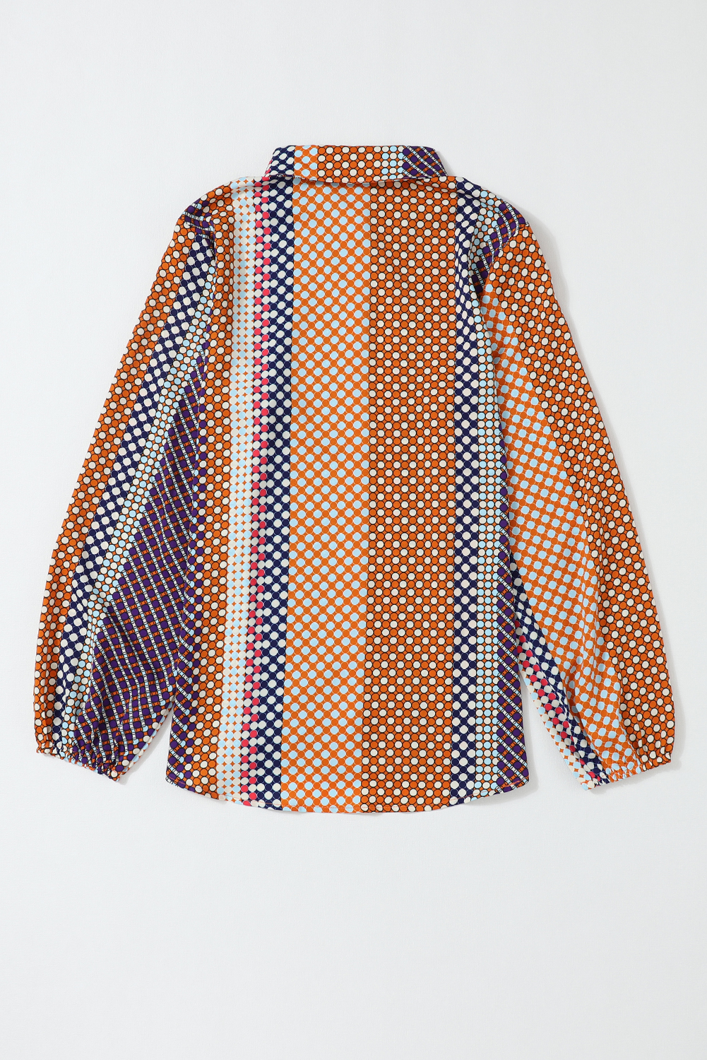 Brown Dot Print Long Sleeve Button Down Shift Shirt - loveforevers