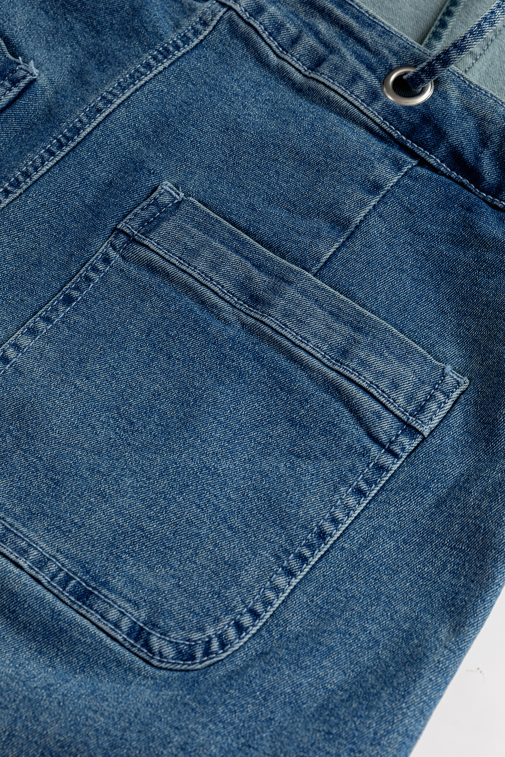 Dusk Blue Adjustable Tie Straps Cropped Wide Leg Denim Overalls - loveforevers