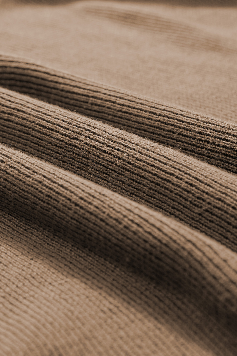 Coffee Round Neck Half Sleeve Ribbed Knit Top - loveforevers