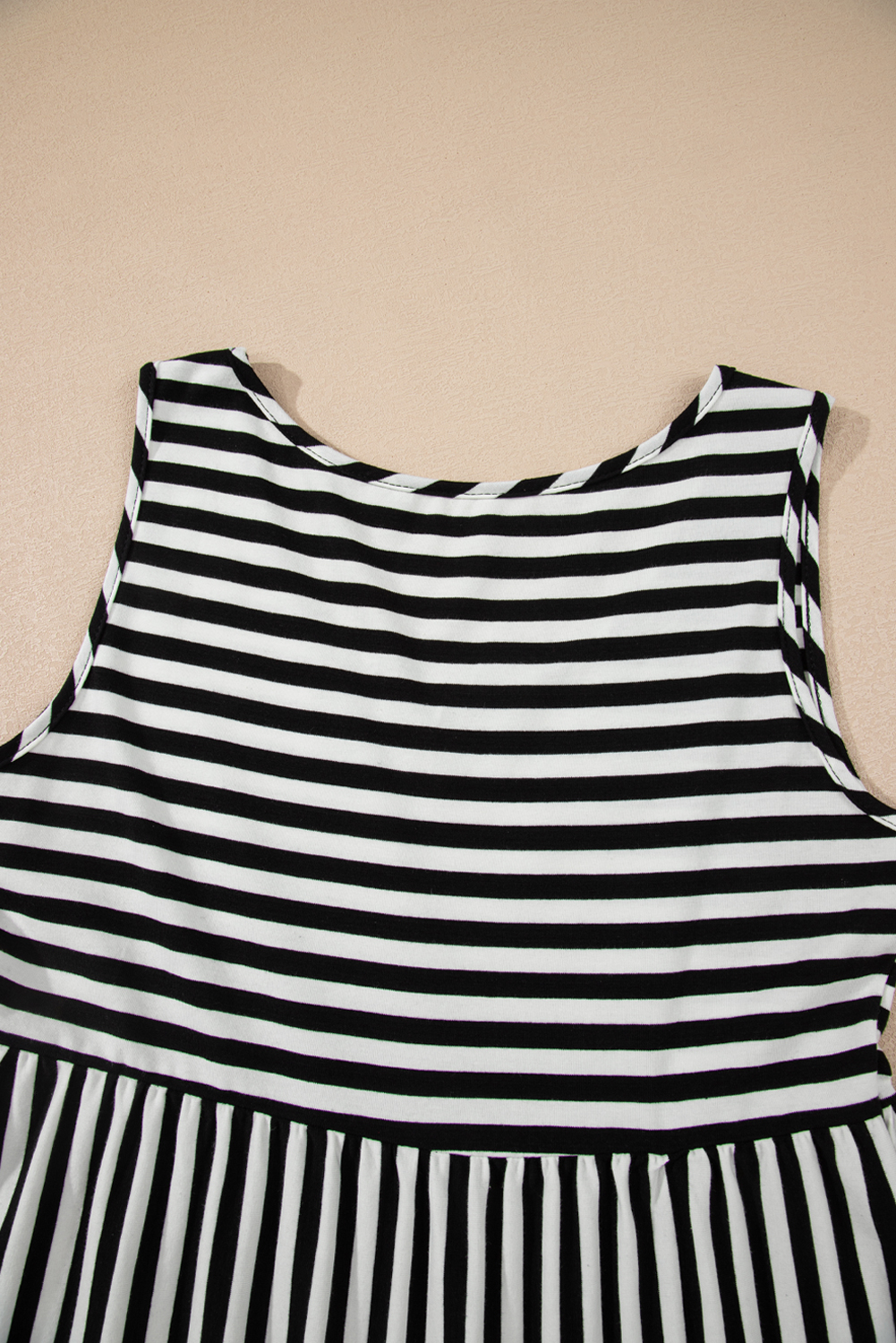 Black Stripe U Neck Sleeveless Loose Fit Mini Dress - loveforevers