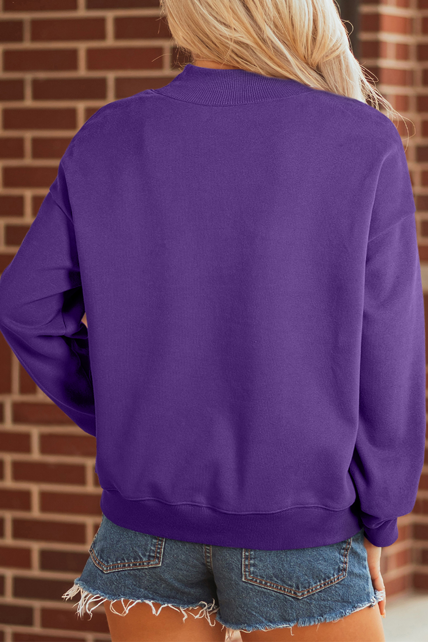 Tillandsia Purple MARDI GRAS Leopard Lightning Sequin Graphic Mock Neck Sweatshirt - loveforevers
