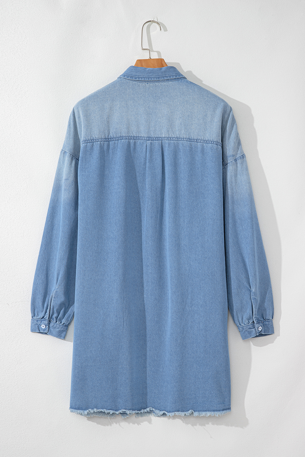 Beau Blue Risen Medium Washed Denim Shirt Dress - loveforevers