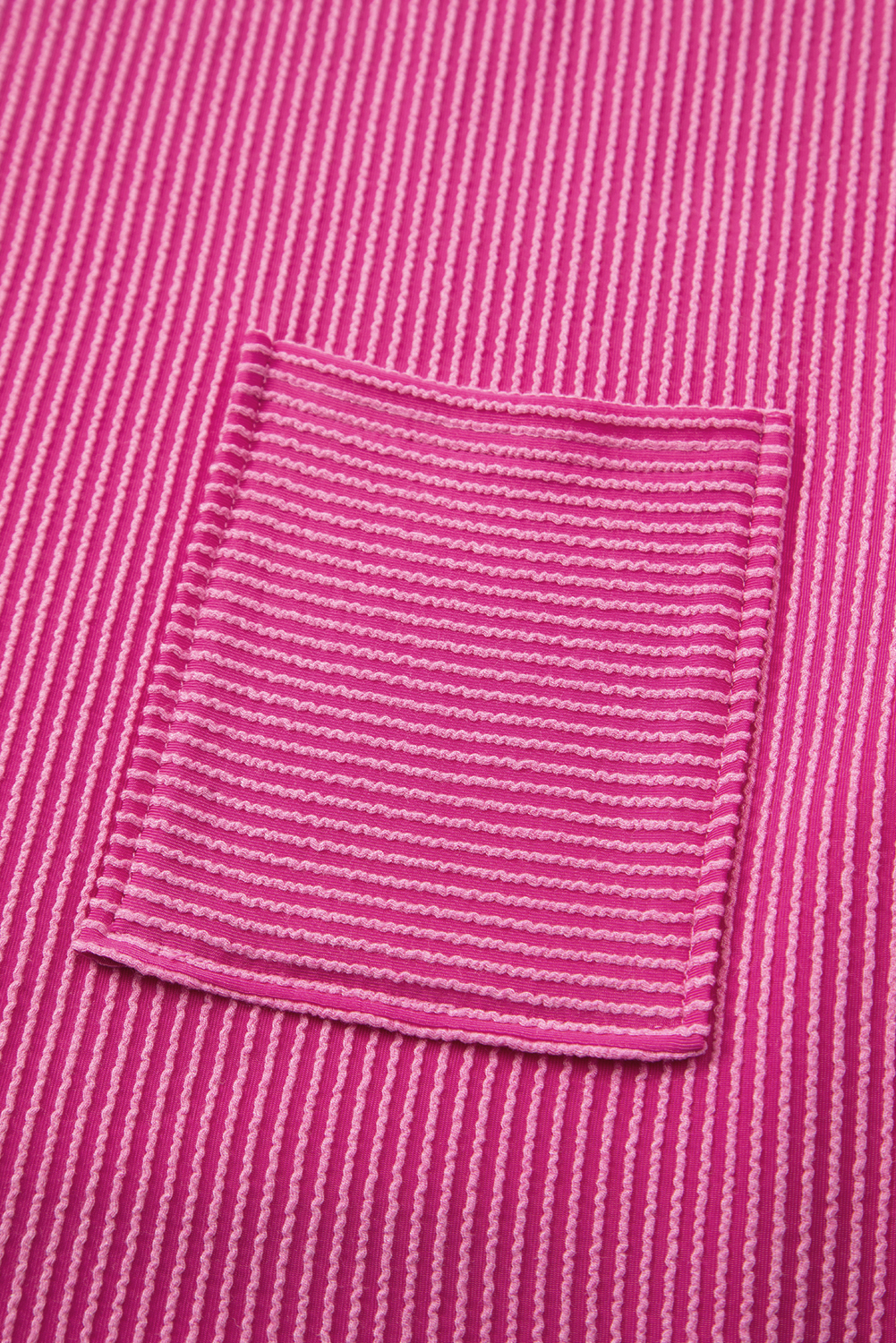 Pink Corded Knit Pocketed Loose Fit T Shirt - loveforevers