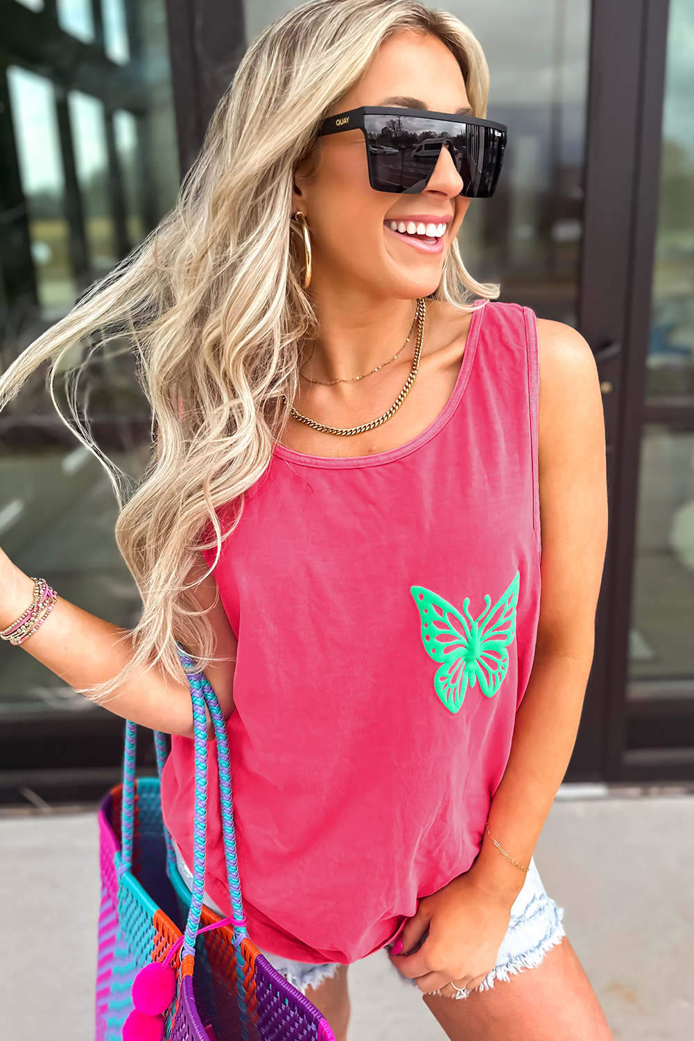 Blue Sun Graphic Casual Tank Top - loveforevers