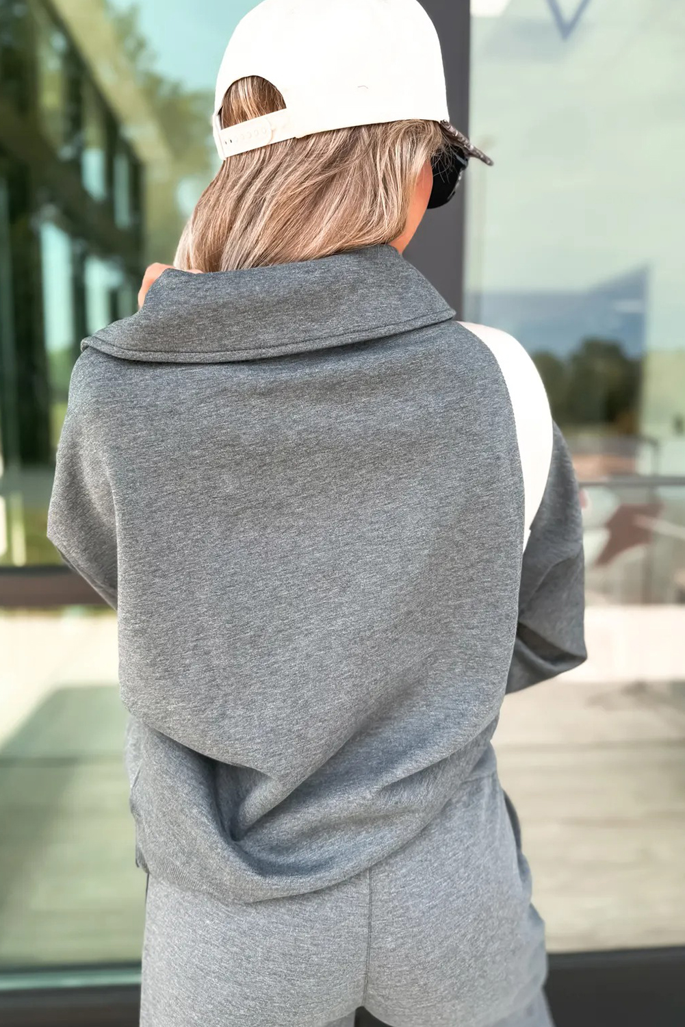 Bristol Black Collared V Neck Pullover Sweatshirt Sweatpants Set - loveforevers