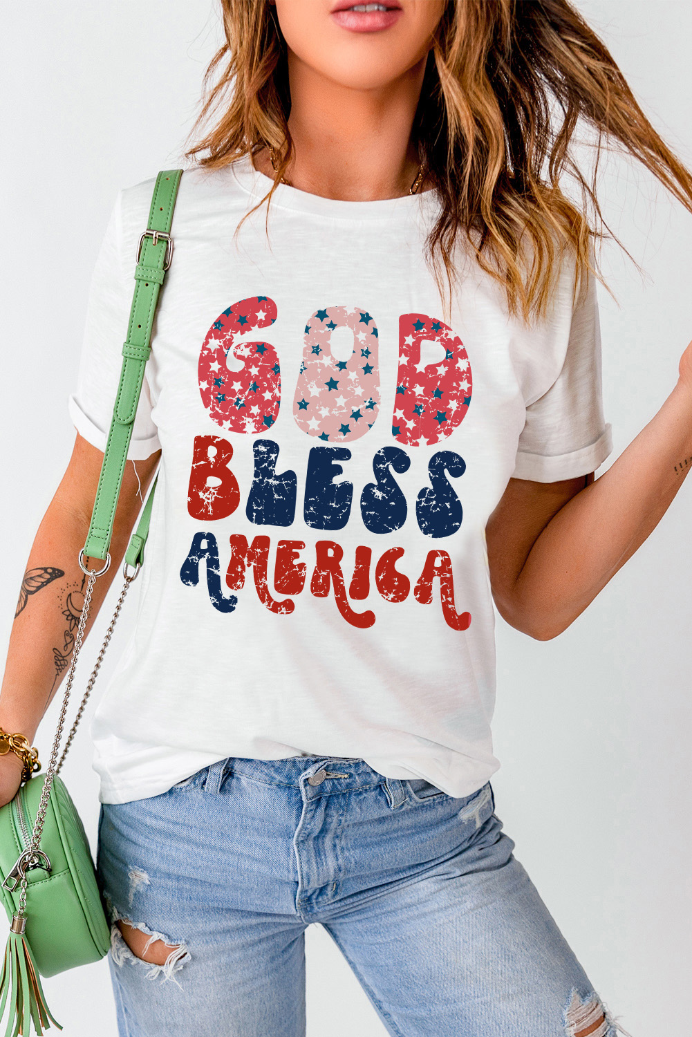 White God Bless America Graphic Tee - loveforevers