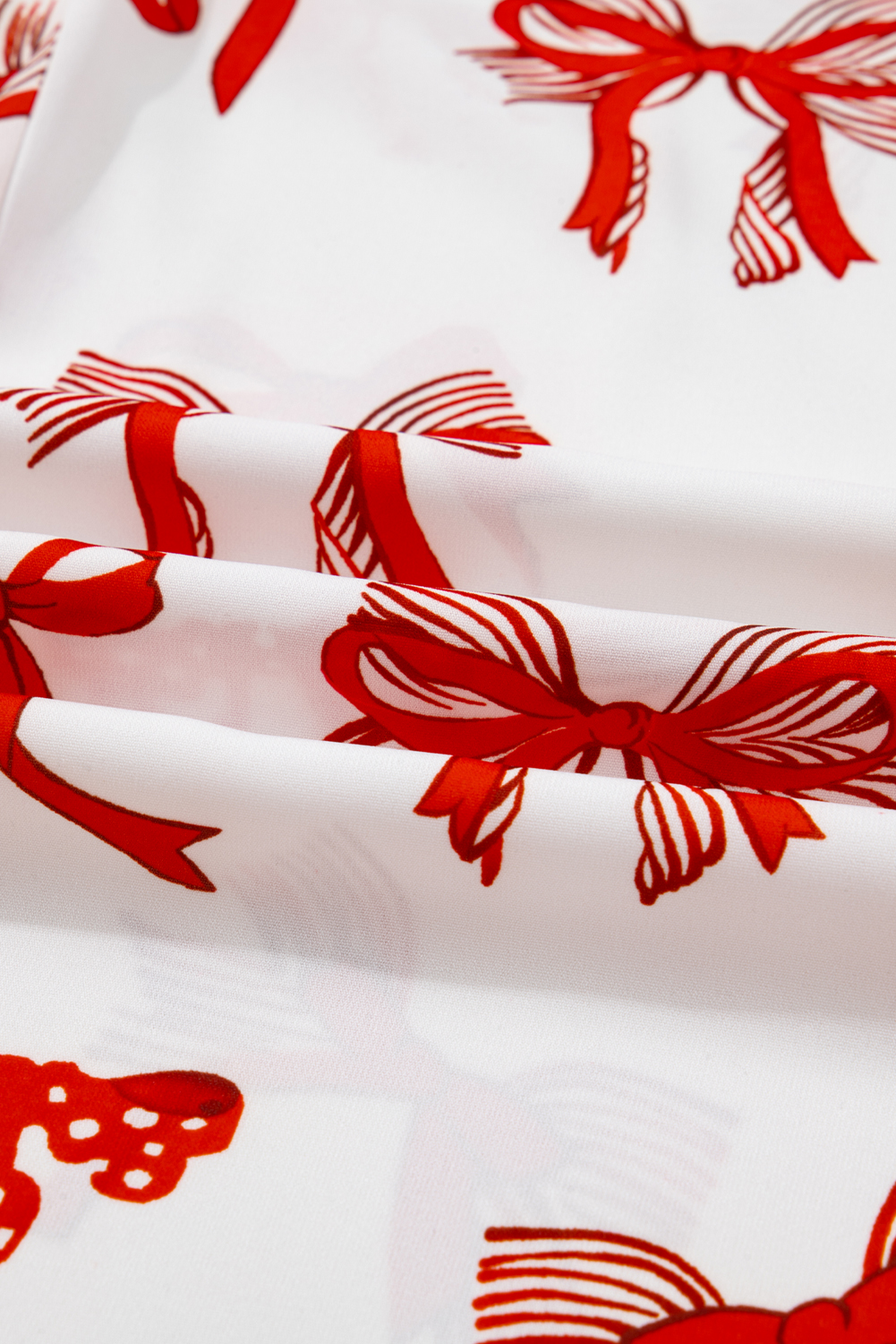 Red Christmas Bow Print Long 2pcs Pajama Set - loveforevers