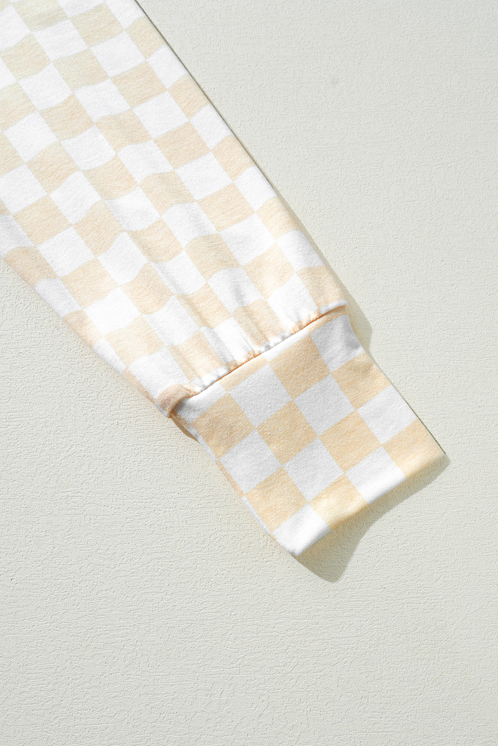 Beige Checkered Print Long Sleeve Top and Pants Lounge Set - loveforevers