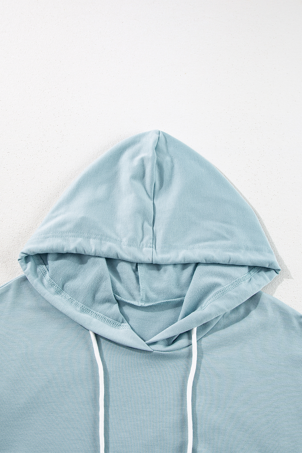 Iceland Blue Solid Ruffled Hem Loose Fit Tunic Hoodie - loveforevers