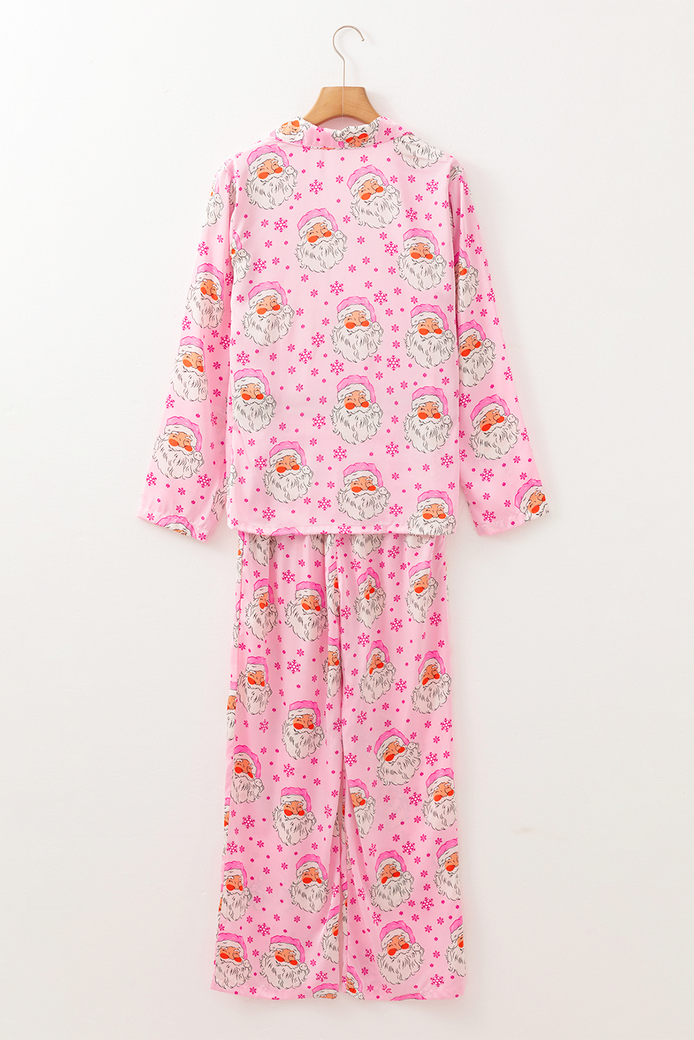 Pink Santa Claus Snowflake Long Sleeve Shirt Christmas Pajama Set - loveforevers